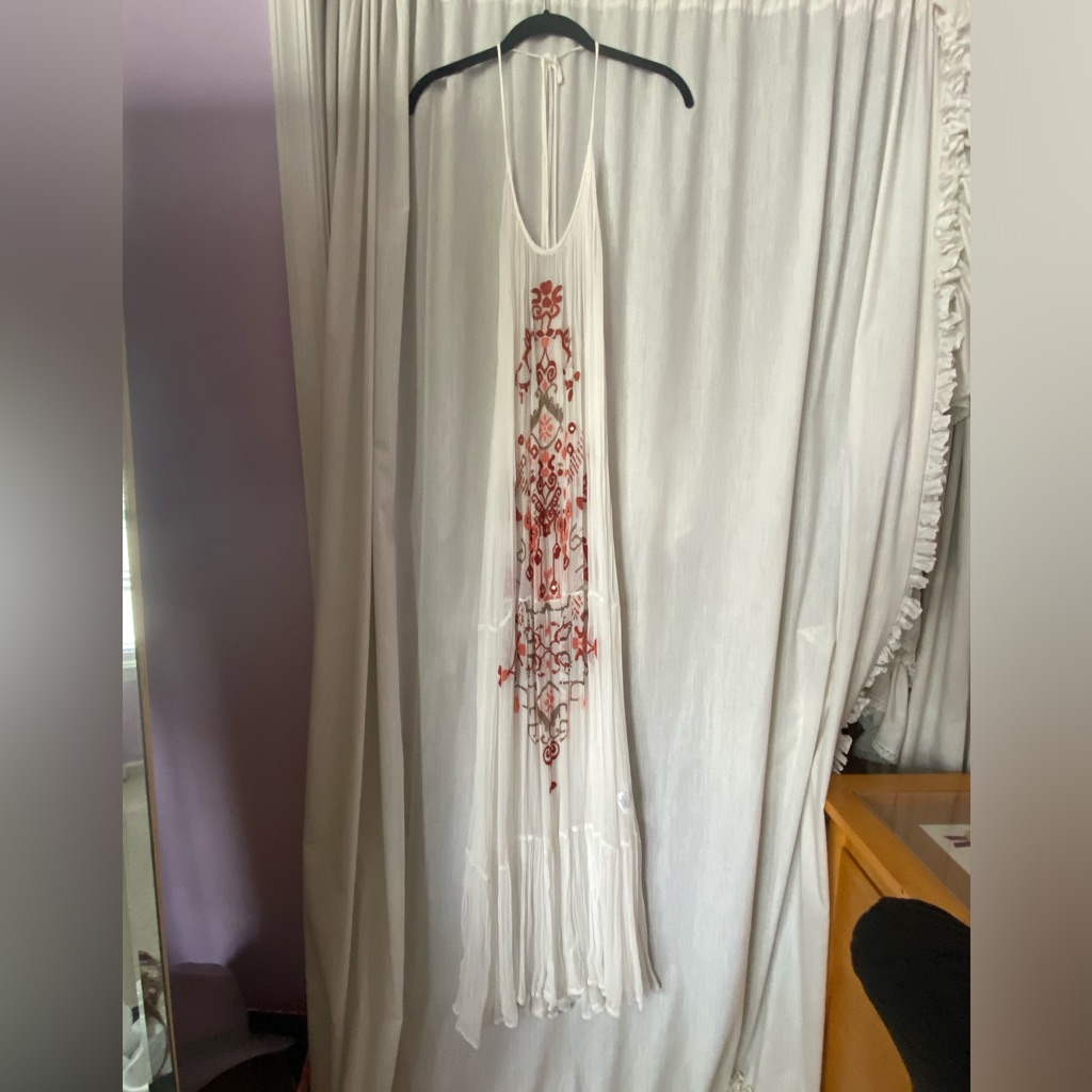Free People Embroiled White Translucent Maxi Dress Size Woman’s Small